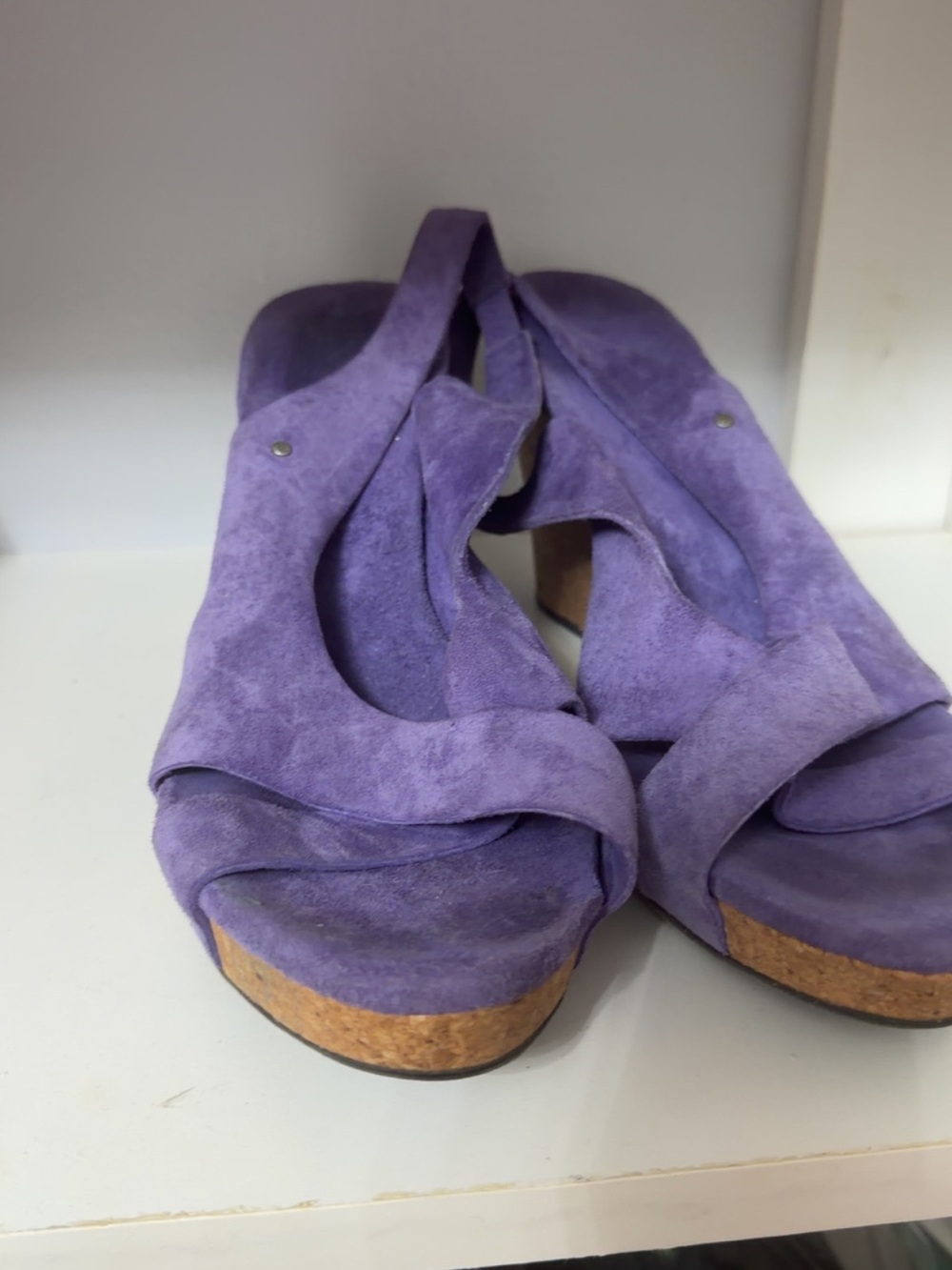 UGG Purple Suede Cork Platform Wedges